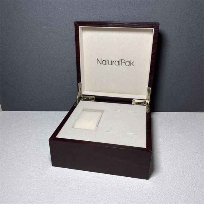 Rood Houten het Document van de douaneluxe Verpakkend Vakje voor de Vastgestelde Gift van het Horlogehorloge