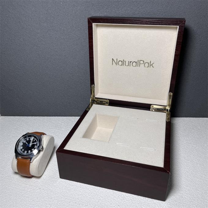 Rood Houten het Document van de douaneluxe Verpakkend Vakje voor de Vastgestelde Gift van het Horlogehorloge