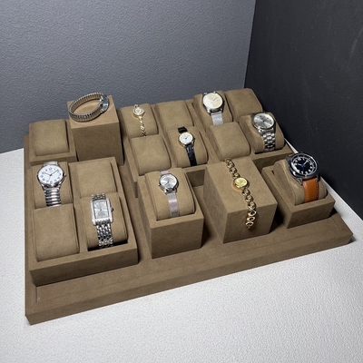 Van het de Luxehorloge van de koffiekleur van de de Vertoningsrechthoek Houten het Horloge Vastgestelde Doos