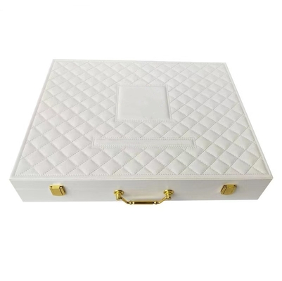 250*180*73mm Doos van de de Make-upopslag van Luxe de Kosmetische Verpakkende Dozen Witte Pu met Slot