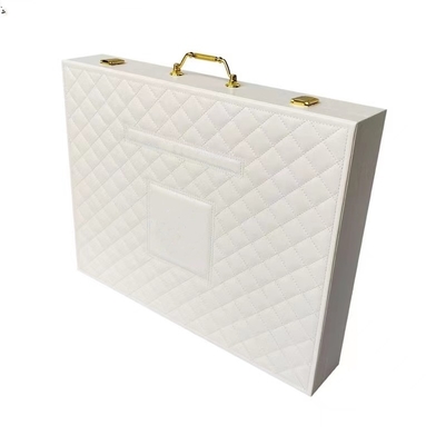 250*180*73mm Doos van de de Make-upopslag van Luxe de Kosmetische Verpakkende Dozen Witte Pu met Slot