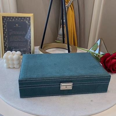 Van de de Luxereis van het Morandi de Blauwe Suède van de de Juwelengeval Aangepaste Grootte Organisator van de Reisjuwelen