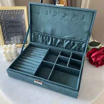 Van de de Luxereis van het Morandi de Blauwe Suède van de de Juwelengeval Aangepaste Grootte Organisator van de Reisjuwelen