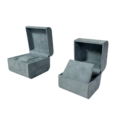 Hoge van de Luxejuwelen van Beëindigen Blauwe Microfiber van het de Dozen Ondoorzichtige Vierkante Horloge Verpakkende de Giftdozen