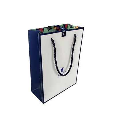 Aangepaste Logo White Blue Jewellery Handbags-Document Giftzak voor het Winkelen