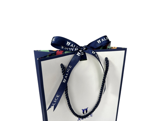 Aangepaste Logo White Blue Jewellery Handbags-Document Giftzak voor het Winkelen