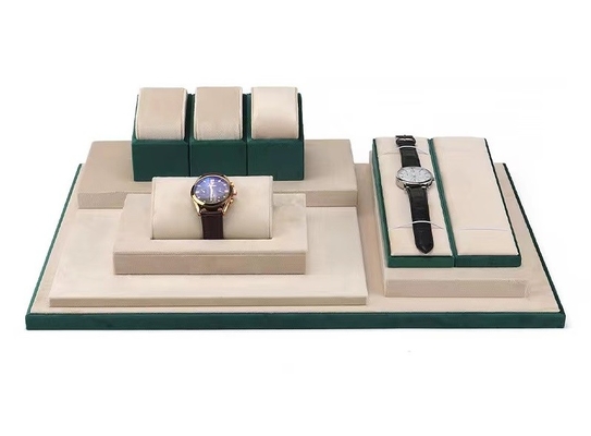 Van het de Roomfluweel van de contrastkleur het Groene Horloge Tray With Roll Pillow