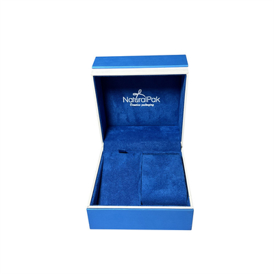 Doos van de Doosjuwelen van Sapphire Blue Plastic Luxury Watch de Verpakkende voor Halsbanden en Oorringen