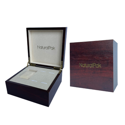 Het Document van de douanewijn Rood Houten Verpakkend Vakje Zilveren Metaal Logo Watch Set Box