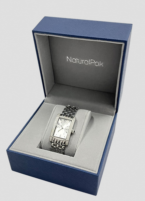 Van het het Kussenhorloge van het LUXE de BLAUWE Pu H BROODJE Verpakkende Doos Grey Velvet Inside