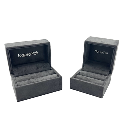 Luxe Grey Velvet Jewelry Packaging Box voor Ring Wedding Earring Pendant Necklace