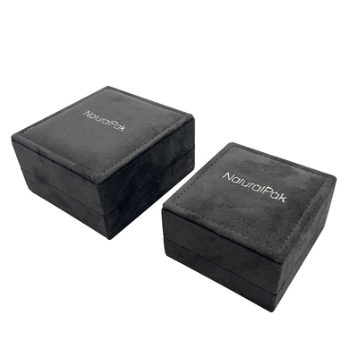Luxe Grey Velvet Jewelry Packaging Box voor Ring Wedding Earring Pendant Necklace