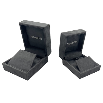 Luxe Grey Velvet Jewelry Packaging Box voor Ring Wedding Earring Pendant Necklace