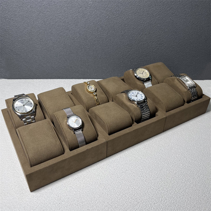 Koffiekleur 12 van het de Luxehorloge van Groefmicrofiber van de Vertoningsjuwelen het Horlogeorganisator